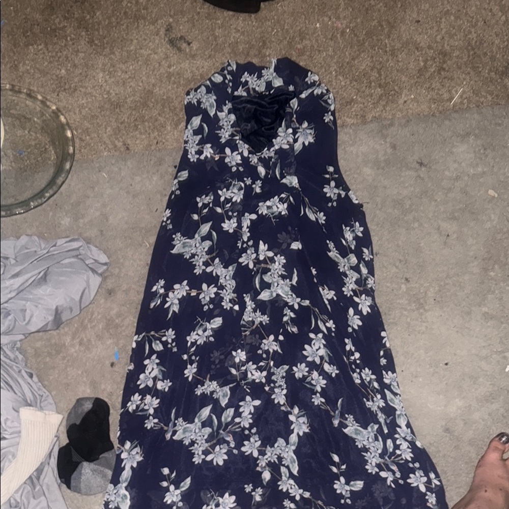 J.O.A. Blue Cowl Neck Sleeveless Maxi Dress
